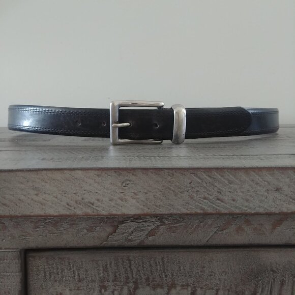 Custom Leather Mens made in Canada very dark black brown belt 36/90 - Picture 1 of 10